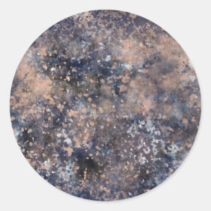 Blaue & Rosen-Gold-Farbspritzer abstrakter Glamour Runder Aufkleber
