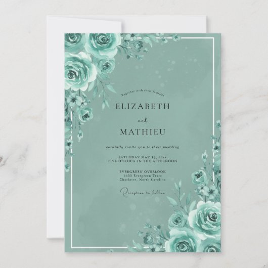 Blaue Rosen Hochzeit Einladung (Vorderseite)