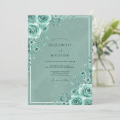Blaue Rosen Hochzeit Einladung (Stehend Vorderseite)