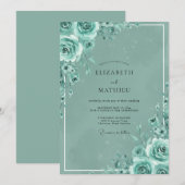 Blaue Rosen Hochzeit Einladung (Vorne/Hinten)