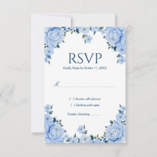 Blaue Rosen Hochzeits-Antwortkarte RSVP Karte