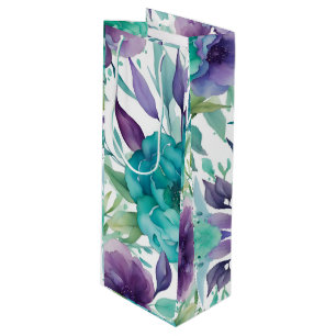 Blaue Rosen lila Wasserfarbenblüten Geschenktüte Für Weinflaschen
