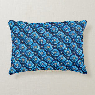 Blaue Rosen Luxus-Blumen-Nacht-Design Dekokissen