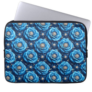 Blaue Rosen Luxus-Blumen-Nacht-Design Laptopschutzhülle