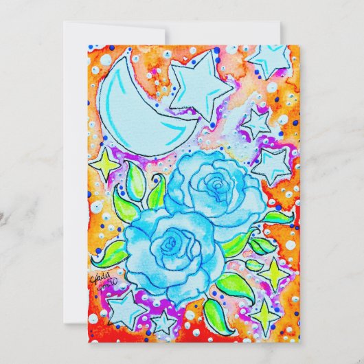 Blaue Rosen Mitteilungskarte (Vorderseite)