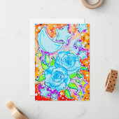 Blaue Rosen Mitteilungskarte (Vorderseite/Rückseite Beispiel)