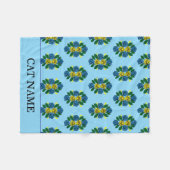 Blaue Rosen Muster Kanalboot Katze Fleecedecke (Vorderseite (Horizontal))