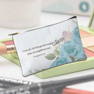 Blaue Rosen Personalisierte Glaubensbasierte Zubehörtasche