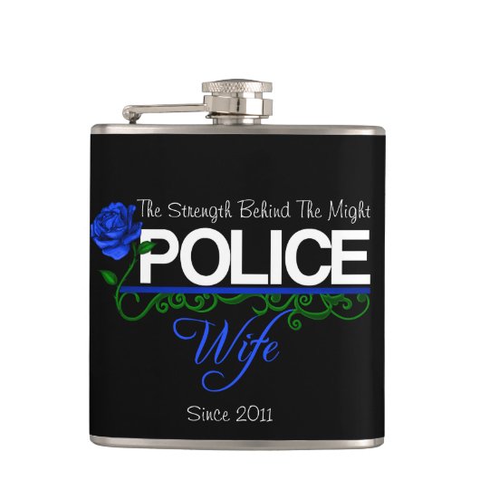 Blaue Rosen-Polizei-Ehefraugewohnheit Flasche Flachmann (Vorderseite)