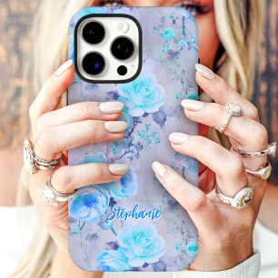 Blaue Rosen Romantischer Floral Custom Name im Vin iPhone 16 Pro Max Hülle