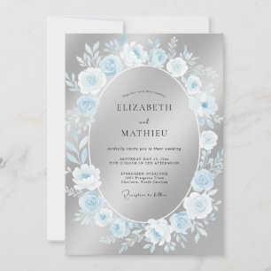 Blaue Rosen-Romanze-Hochzeit Einladung