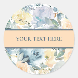 Blaue Rosen Runde Aufkleber Vorlage Ihr Text Hier