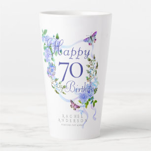 Blaue Rosen-Schleife 70. Geburtstag Milchtasse