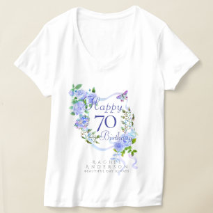 Blaue Rosen-Schleife 70. Geburtstag T-Shirt