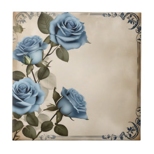 Blaue Rosen Shabby Fliese