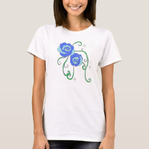 Blaue Rosen T-Shirt