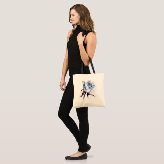 blaue Rosen-Tasche Tragetasche (Vorderseite (Model))