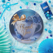 Blaue Rosen-Tasse, Danke, Pappteller (Party)