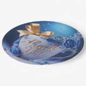 Blaue Rosen-Tasse, Danke, Pappteller (Schrägansicht)