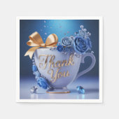 Blaue Rosen Tasse, Danke, Serviette (Vorderseite)