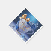 Blaue Rosen Tasse, Danke, Serviette (Ecke)