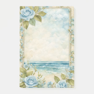 Blaue Rosen umrahmen den Ozean Post-it Klebezettel