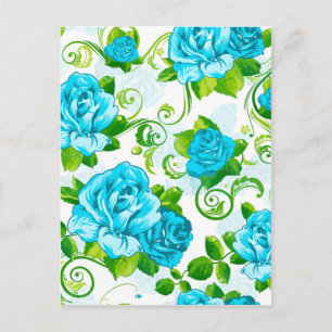 Blaue Rosen weißer Hintergrund Postkarte