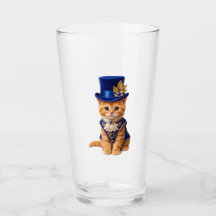 Blaue Rosen-Zylinder-Katze Trinkgläser