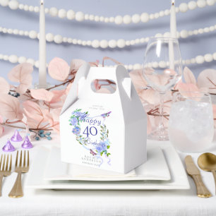 Blaue Rosenband 40. Geburtstag  Geschenkschachtel