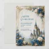 Blaue Rosenburg Hochzeit Einladung (Vorne/Hinten)