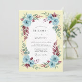 Blaue Rosenhochzeit Einladung (Stehend Vorderseite)