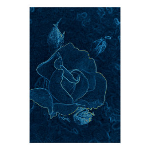 blaue Rosenkontur Poster