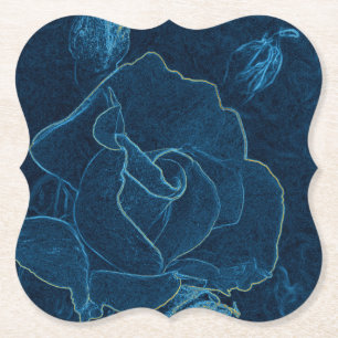 blaue Rosenkontur Untersetzer