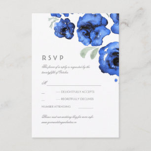 Blaue Rosenwatercolor-Hochzeit UAWG Karte