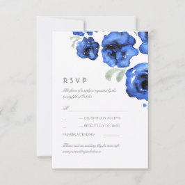 Blaue Rosenwatercolor-Hochzeit UAWG Karte