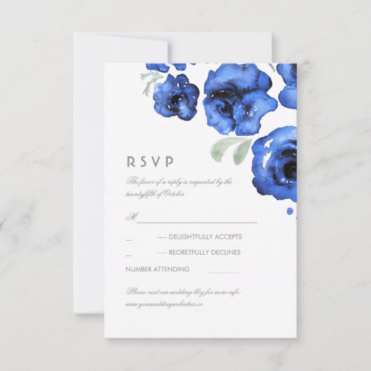 Blaue Rosenwatercolor-Hochzeit UAWG Karte (Vorderseite)