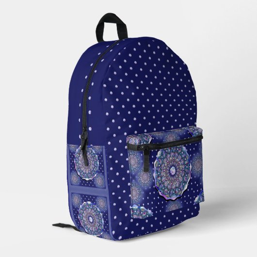 Blaue Rosette Bedruckter Rucksack (Rückseitige Ecke links)