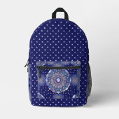Blaue Rosette Bedruckter Rucksack (Vorderseite)