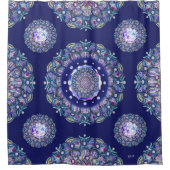 Blaue Rosette Duschvorhang (Vorderseite)
