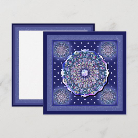 Blaue Rosette Feiertagskarte (Vorne/Hinten)