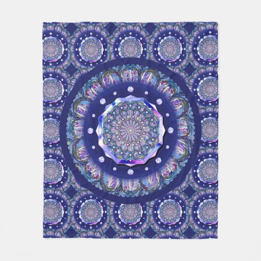 Blaue Rosette Fleecedecke (Vorderseite)