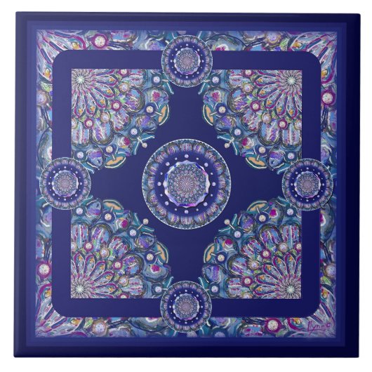 blaue Rosette Fliese (Vorderseite)