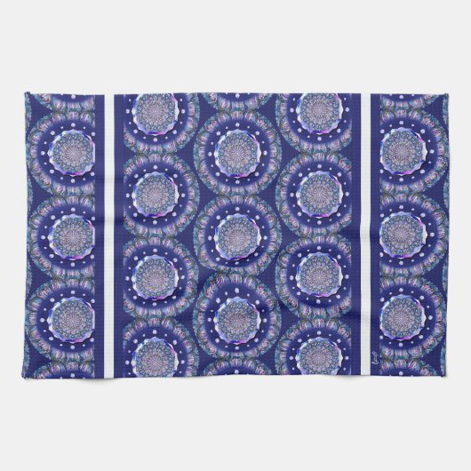 Blaue Rosette Geschirrtuch (Horizontal)