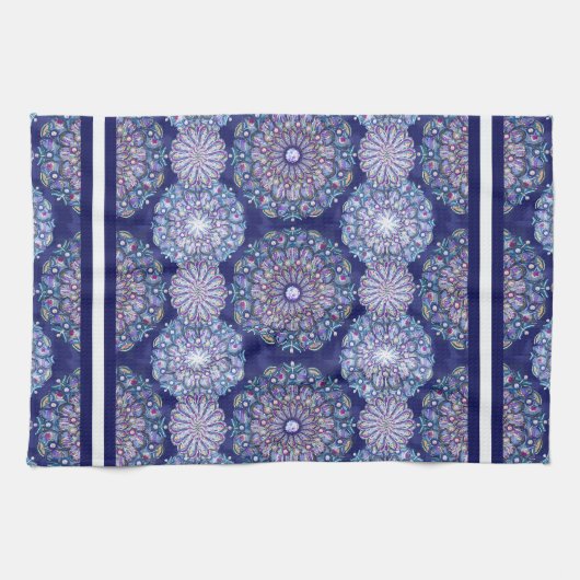 Blaue Rosette Geschirrtuch (Horizontal)