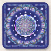 Blaue Rosette Getränkeuntersetzer (Vorderseite)
