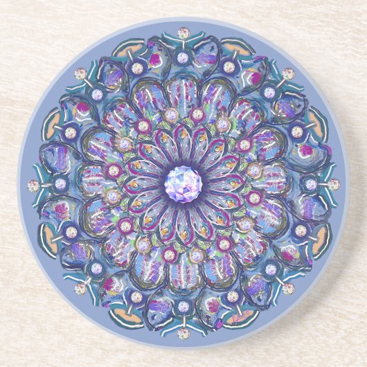 Blaue Rosette Getränkeuntersetzer (Vorne)