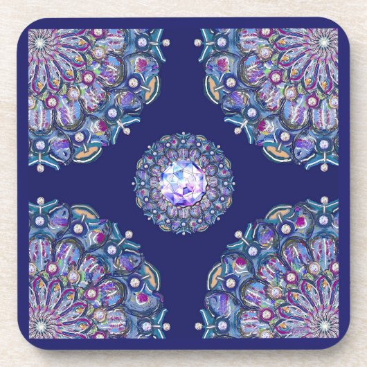 Blaue Rosette Getränkeuntersetzer (Vorderseite)