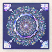 Blaue Rosette Glasuntersetzer (Vorderseite)