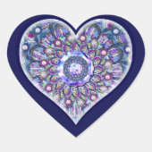 Blaue Rosette Herz-Aufkleber (Vorderseite)