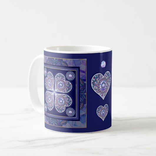 Blaue Rosette Kaffeetasse (Vorderseite Links)